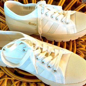 Gola like new worn once white sneakers. Absolutely gorgeous size 7.